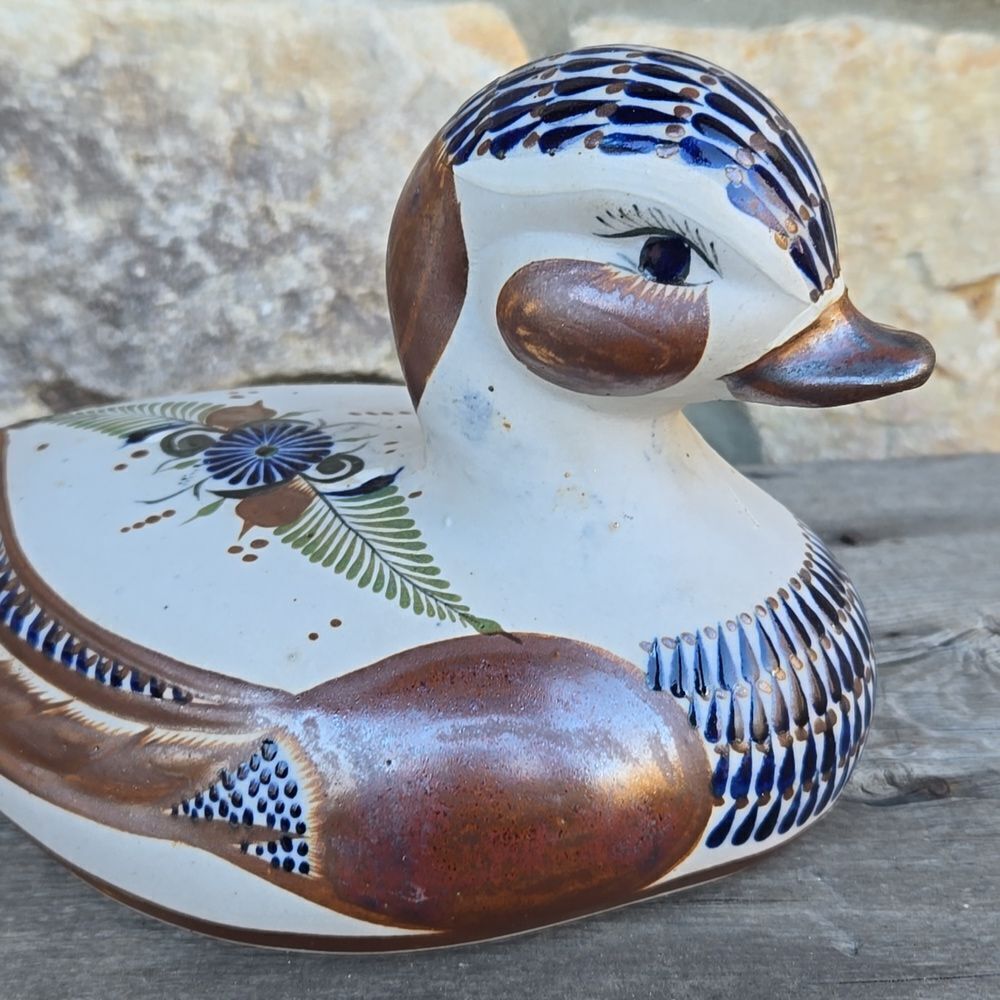 Tonala‎ Stoneware Duck Mexican Folk Art Pottery Glazed Bird Mexico